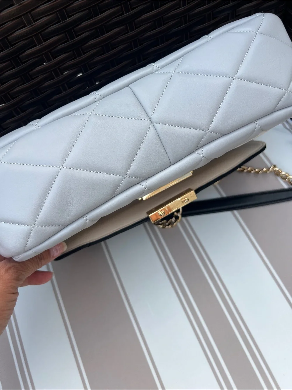 kate spade Two-Tone Quilted Crossbody Bag in Black, Cream, Gray